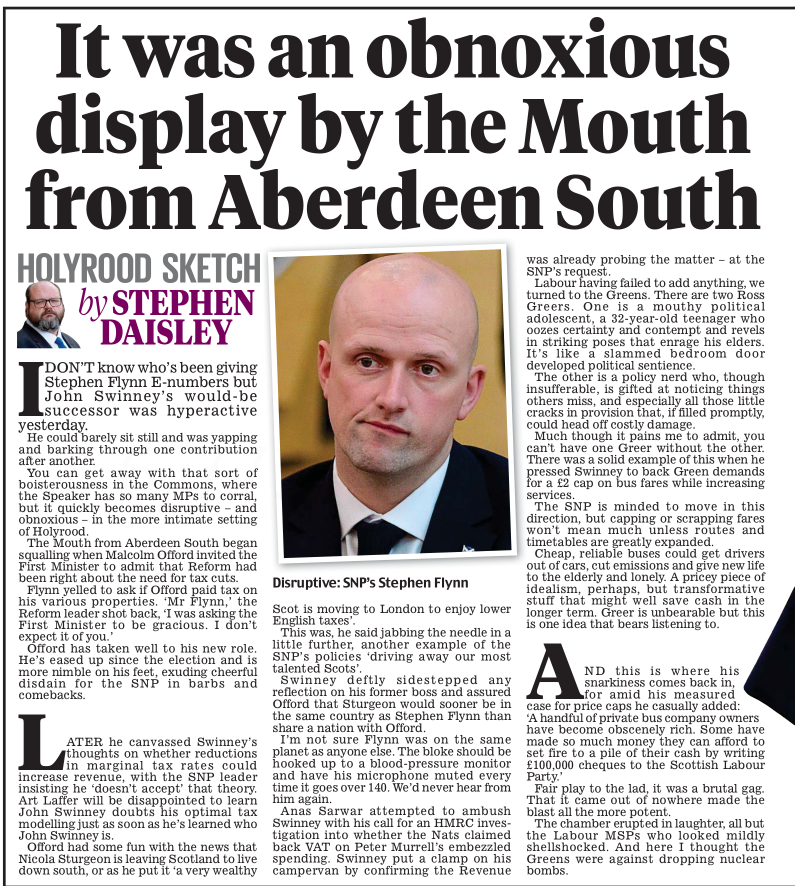 AgentP22's tweet photo. For years arrogant SNP politicians mocked critics, ignored whistleblowers and dismissed legitimate questions. 

Mr Sneer, Stephen Flynn, embodies that culture perfectly. https://t.co/LKxjWC3wne