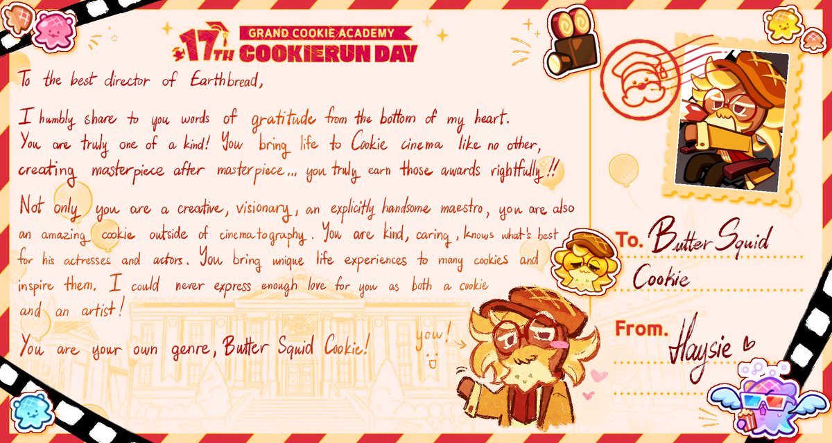 chococuffs's tweet photo. Hope this will reach to the most beloved film director ! ☺️ (repost)

#CookieRun17th_CookieLetter https://t.co/ebo05MP4rB
