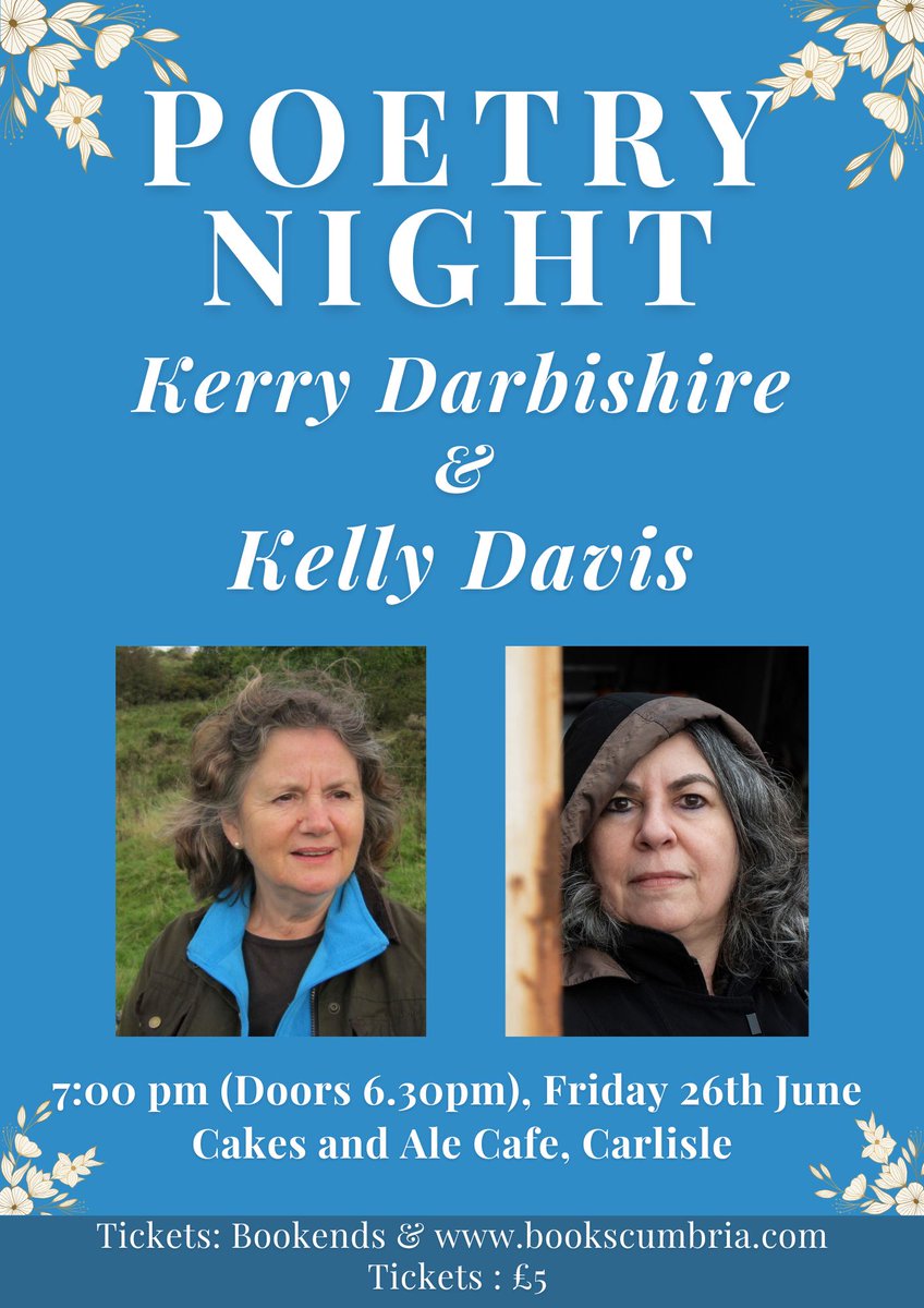 DiscoverCarlisl's tweet photo. Join @BookendsCarl for an evening of #poetry on Friday 26 June.
 
@KerryDarbishire and @KellyDavisPoet will read from their latest collections at @cakesandalecafe - https://t.co/gVpePbrrdL
 
#Carlisle #Cumbria #PoetryEvent #PoetryNight #author #authors #AuthorEvent #LiteraryEvent https://t.co/Oa3yu7FYlz