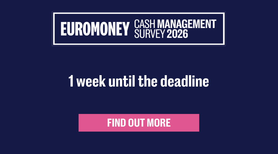euromoney's tweet photo. There's just 1 week left for your clients to enter the #EMCashManagement Survey.

Annually we survey clients across the world to ask which #financialinstitutions they consider to be the top #cashmanagement providers in their markets and how those firms perform across a range of categories.

Don't miss the deadline, find out more today - https://t.co/8xfLsfQg3o

#EMBenchmarking #EMCorporateBanking #corporatebanking
