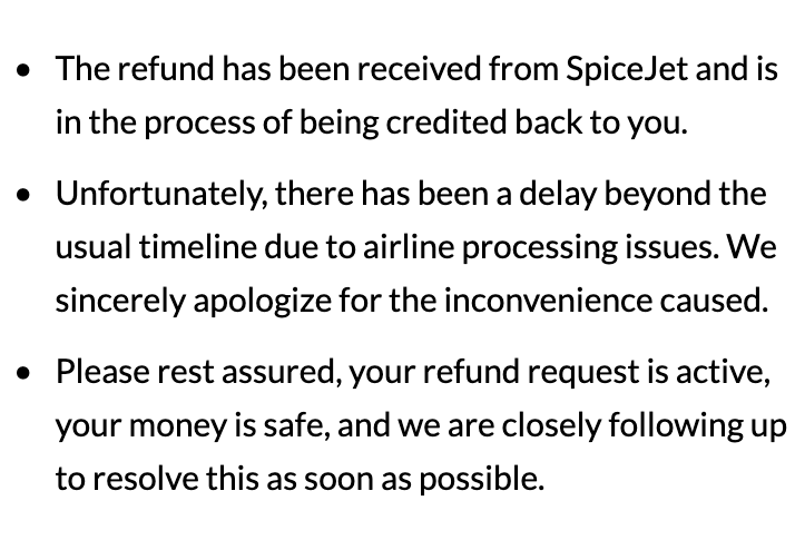 shyamalimaaa's tweet photo. hey @makemytrip @makemytripcare  it's been 25 days and my refund of ₹23,564 is still nowhere. Booking ID NF2AKUH982419574122. no updates, no timeline, nothing. Just AI bots gibberish support. this is not okay! sort it out. #MakeMyTrip #RefundDelay https://t.co/NKh5mhMZdy