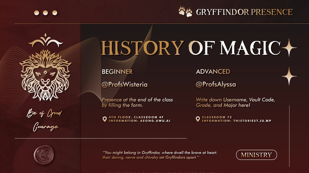 Grandffindor's tweet photo. ⠀
⠀
📜  ⋮  𝗛𝗜𝗦𝗧𝗢𝗥𝗬 𝗢𝗙 𝗠𝗔𝗚𝗜𝗖 𝗣𝗥𝗘𝗦𝗘𝗡𝗖𝗘 ﹙𝗠𝗦﹚ 
Friday, June 5th 2026. 
Class at 19.45 - 20.45 UTC+7
⠀
⠀ https://t.co/wZkqT1iU6d