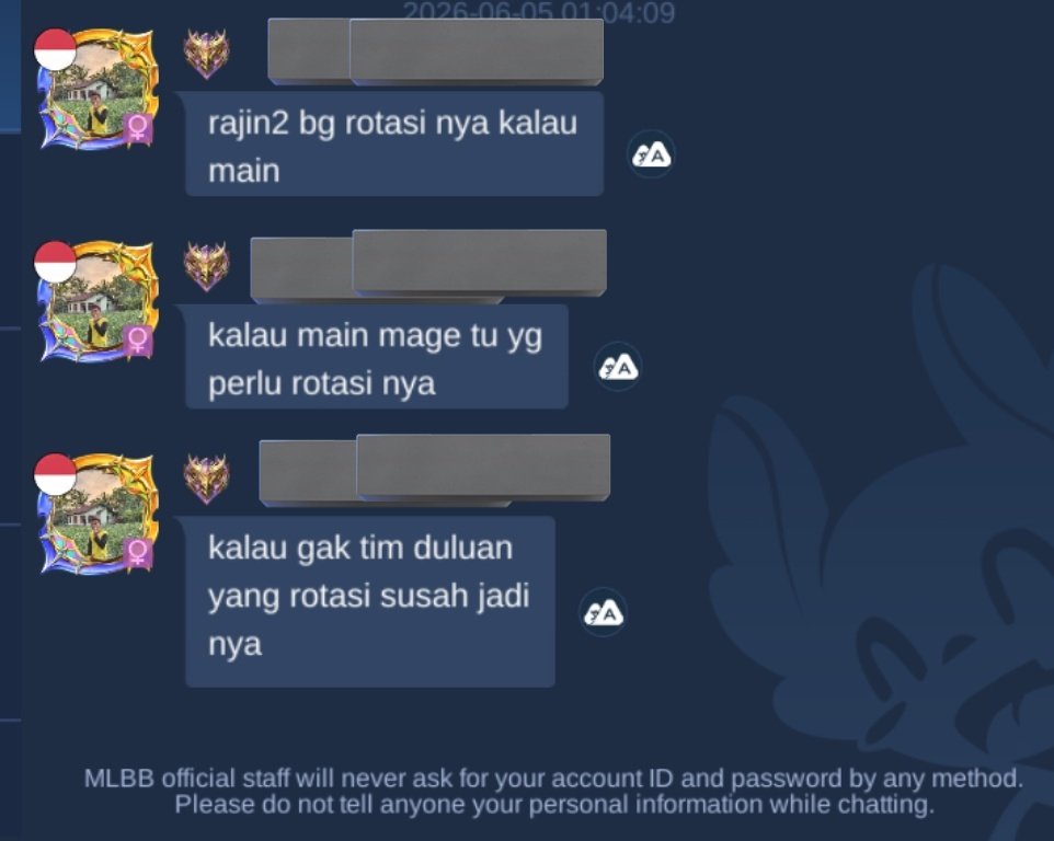 toscja's tweet photo. apalah yapping sendiri. orang gue udah rotasi. padahal jungler lebih najis tapi gue yang di ceramahin mulu. gue kudu carry tiap gameplay apa gimana sih cok? lagian elu, musuh pick hero lincah malah pake mm karrie kocak. nyalahin gue mulu kalo mati. konyol. https://t.co/sf3OZrrheT