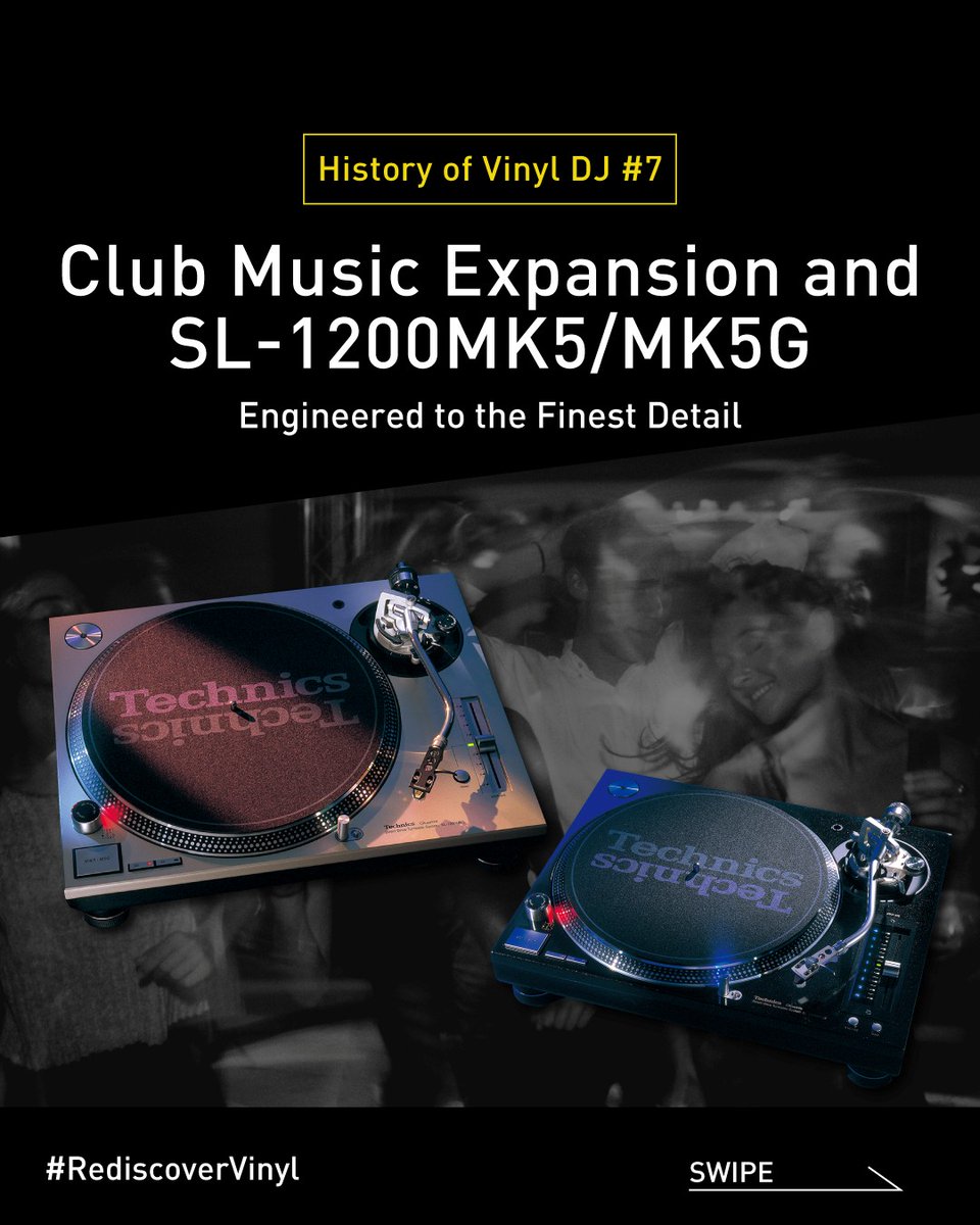technics's tweet photo. History of Vinyl DJ #7

As clubs embraced an ever-wider range of genres around the turn of the millennium, Technics continued its dialogue with DJs — bringing yet another evolution to the SL-1200 series: the MK5/MK5G, engineered to the finest detail. https://t.co/Lyw9dZQmAO
