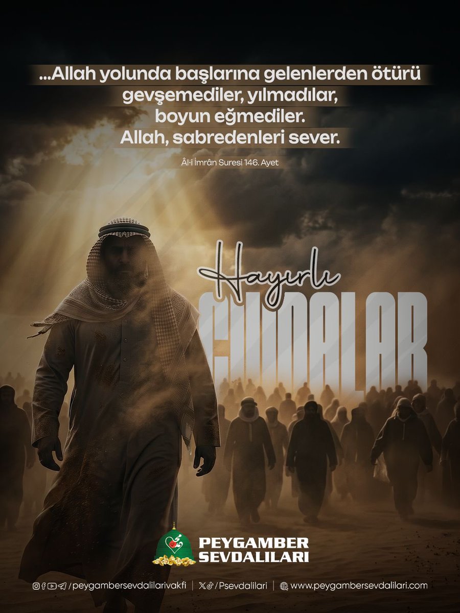 PSevdalilari42's tweet photo. ... Allah yolunda başlarına gelenlerden ötürü gevşemediler, yılmadılar, boyun eğmediler. Allah, sabredenleri sever.

Âl-i İmrân Suresi 146. Ayet

#HayırlıCumalar https://t.co/AXL2ZbtmKM
