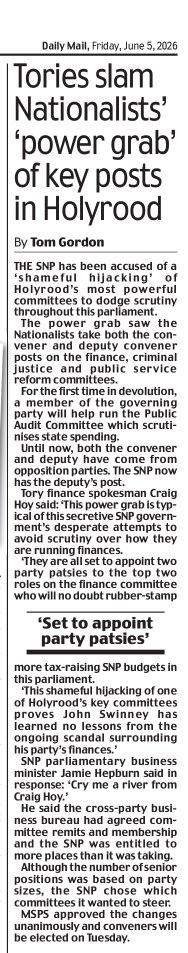 AgentP22's tweet photo. Holyrood committees are supposed to hold government to account, not rubber-stamp SNP decisions. 

This latest SNP manoeuvre reeks of a party terrified of scrutiny. https://t.co/ASacUMdujh