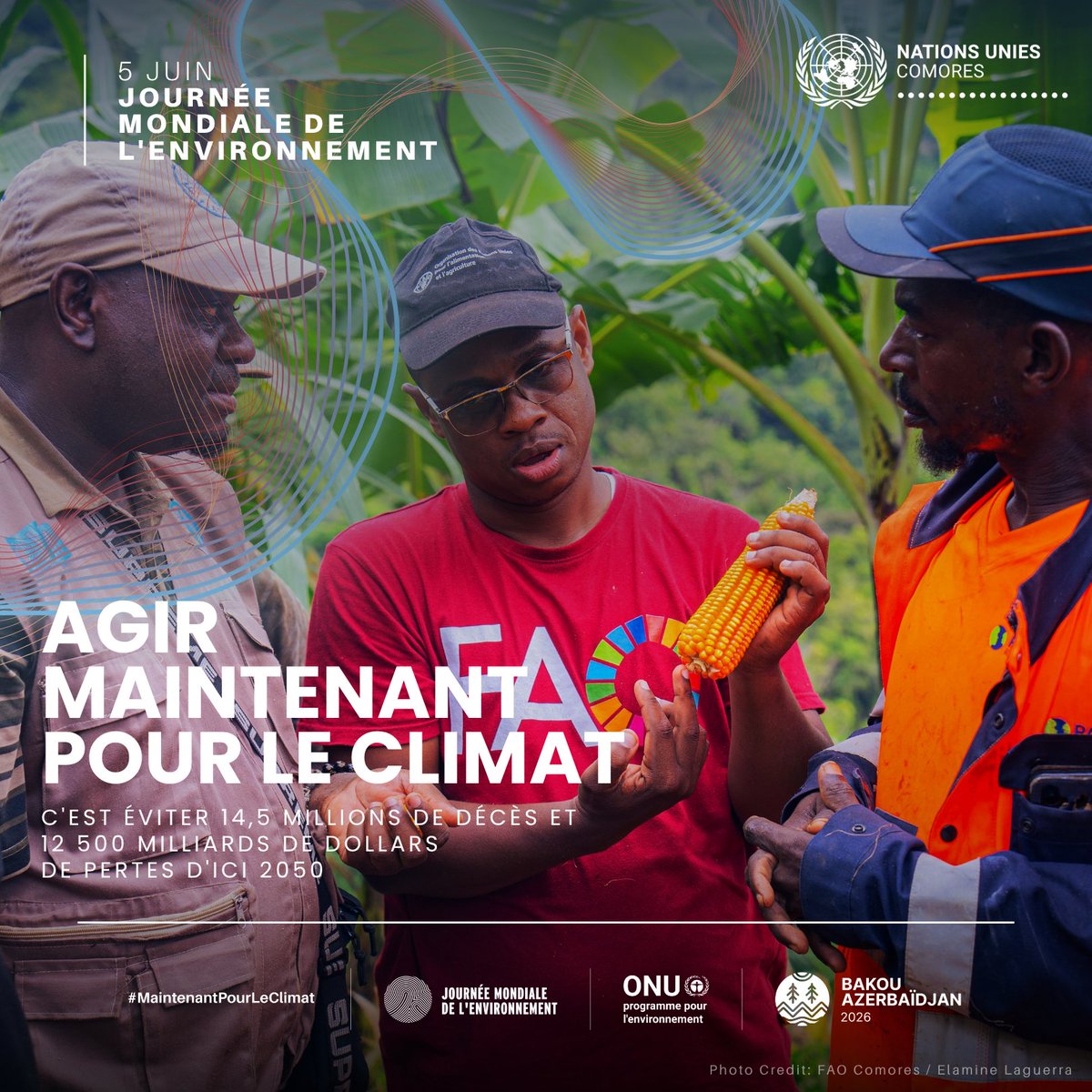 ONU_Comores's tweet photo. 🌍 𝗟𝗮 𝗽𝗹𝗮𝗻𝗲̀𝘁𝗲 𝗻𝗼𝘂𝘀 𝗲𝗻𝘃𝗼𝗶𝗲 𝗱𝗲𝘀 𝘀𝗶𝗴𝗻𝗮𝘂𝘅. 𝗔𝘂𝘅 𝗖𝗼𝗺𝗼𝗿𝗲𝘀, 𝗻𝗼𝘂𝘀 𝗹𝗲𝘀 𝘃𝗼𝘆𝗼𝗻𝘀 𝗱𝗲́𝗷𝗮̀.

La mer qui avance. Les côtes qui s’érodent. Les pluies qui deviennent imprévisibles. Les écosystèmes qui se fragilisent. Les communautés qui doivent s’adapter, souvent avec peu de moyens mais avec une grande résilience.

À l’occasion de la Journée mondiale de l’environnement 2️⃣0️⃣2️⃣6️⃣, placée sous le thème mondial #𝗠𝗮𝗶𝗻𝘁𝗲𝗻𝗮𝗻𝘁𝗣𝗼𝘂𝗿𝗟𝗲𝗖𝗹𝗶𝗺𝗮𝘁 / #𝗡𝗼𝘄𝗙𝗼𝗿𝗖𝗹𝗶𝗺𝗮𝘁𝗲, le message est clair : il ne suffit plus d’entendre les alertes. Il faut y répondre par l’action.

Chaque geste compte. Chaque politique publique compte. Chaque partenariat compte. Protéger les mangroves, restaurer les écosystèmes, investir dans l’énergie propre, réduire les déchets, renforcer l’adaptation et soutenir les communautés vulnérables : tout cela envoie un signal fort pour l’avenir.

Aux Comores, agir pour l’environnement, c’est protéger les vies, les moyens de subsistance, la biodiversité et les générations futures.

𝗔𝘂𝗷𝗼𝘂𝗿𝗱’𝗵𝘂𝗶, 𝗲𝗻𝘃𝗼𝘆𝗼𝗻𝘀 𝗲𝗻𝘀𝗲𝗺𝗯𝗹𝗲 𝗹𝗲 𝗯𝗼𝗻 𝘀𝗶𝗴𝗻𝗮𝗹 : 𝗰𝗲𝗹𝘂𝗶 𝗱𝗲 𝗹’𝗮𝗰𝘁𝗶𝗼𝗻, 𝗱𝗲 𝗹𝗮 𝗿𝗲𝘀𝗽𝗼𝗻𝘀𝗮𝗯𝗶𝗹𝗶𝘁𝗲́ 𝗲𝘁 𝗱𝗲 𝗹’𝗲𝘀𝗽𝗼𝗶𝗿. 🌱🇰🇲

#JournéeMondialeDeLEnvironnement #WorldEnvironmentDay #NowForClimate #MaintenantPourLeClimat #ONUComores #Climat #Résilience #Biodiversité #DéveloppementDurable #Agenda 2️⃣0️⃣3️⃣0️⃣