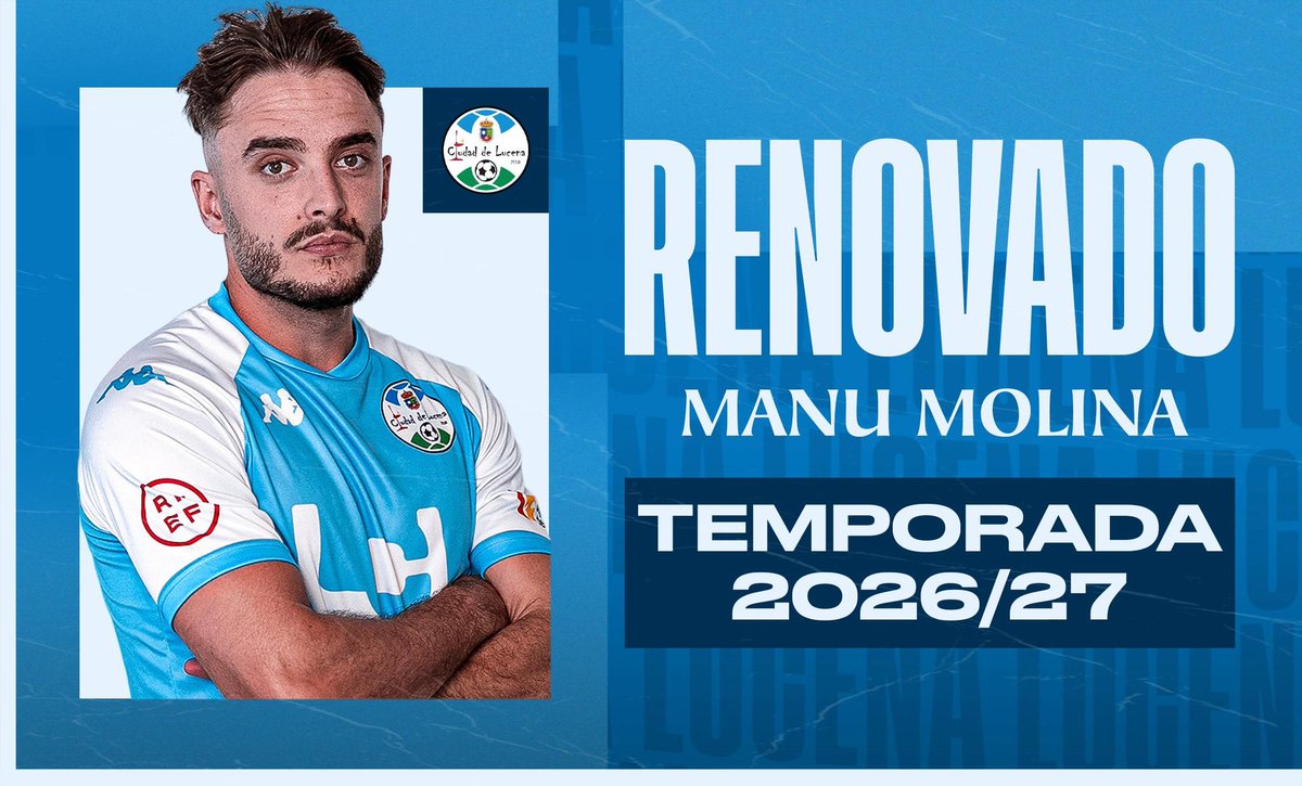 ciudaddelucena's tweet photo. ✅ 𝙍𝙀𝙉𝙊𝙑𝘼𝘾𝙄𝙊́𝙉 | El Ciudad de Lucena y @ManuMR99 seguirán caminando juntos una temporada más... 💙 https://t.co/MtHaWcJk6v