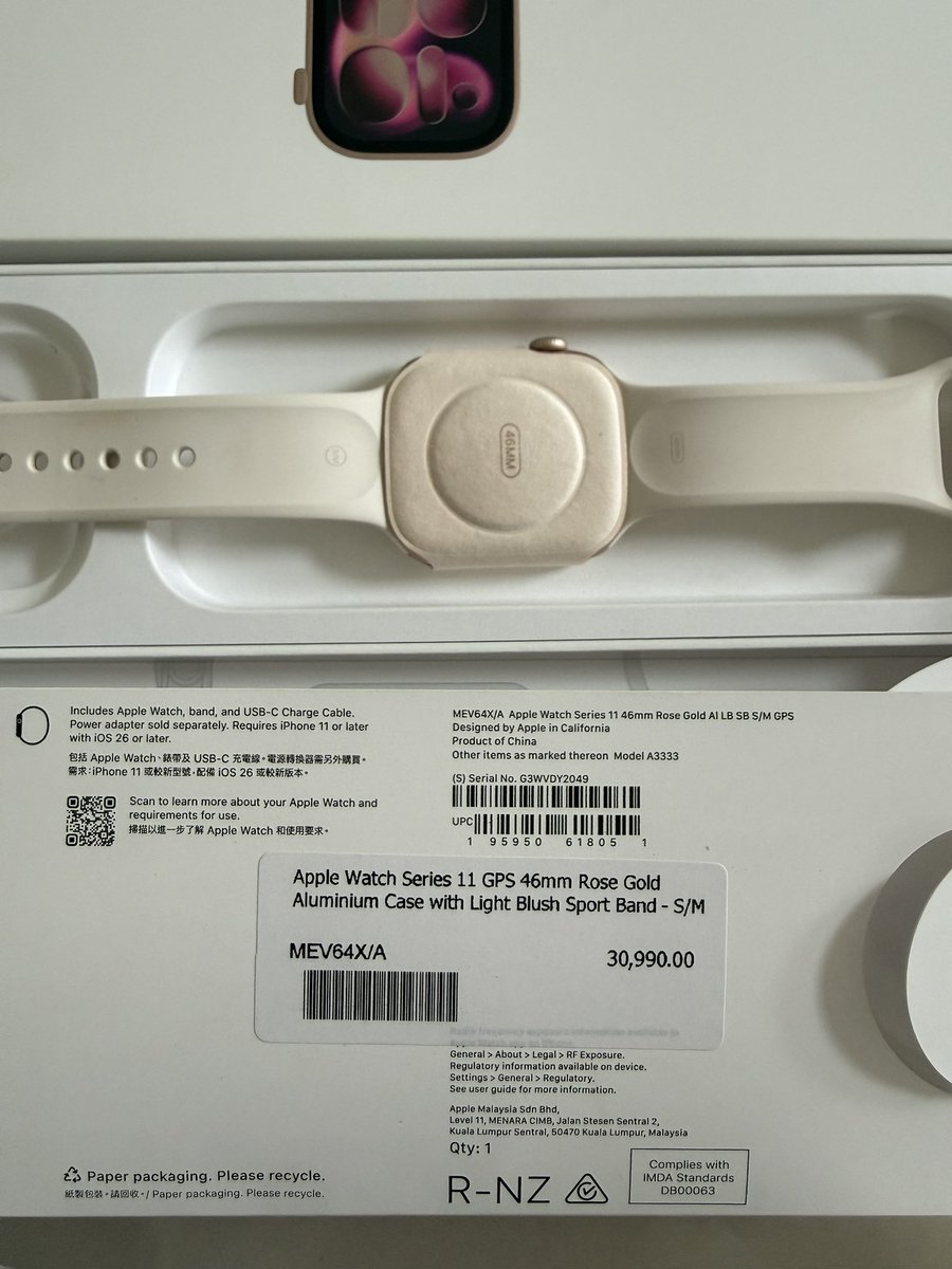 jb_saco's tweet photo. FOR SALE: Apple Watch Series 11 GPS 46mm Rose Gold

✨ Selling Price: ₱20,000.00
💰 Original Price: ₱30,990.00

📌 Product Details:

Apple Watch Series 11 GPS 46mm
Rose Gold Aluminium Case
Light Blush Sport Band (S/M)
Purchased from Power Mac Center Cebu
Bought February 2026 https://t.co/gtKyF7pe3e