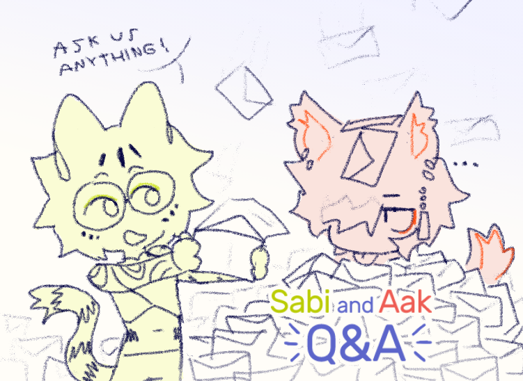 nonworkingpen's tweet photo. welcome to the second edition of the sabi and aak Q&amp;A! 💚🧡

replies of this post will be open for 5 days, in that time ask them anything!
answers will be posted afterwards in dedicated posts https://t.co/W9ozn69IlT