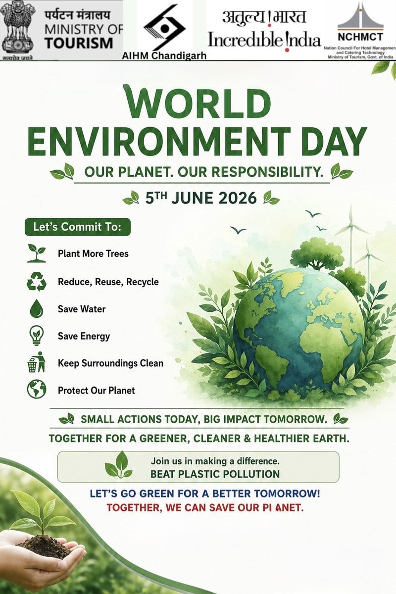 aihm_chd's tweet photo. 🌍 This World Environment Day, let’s nurture nature and protect the planet we call home. Every small action counts towards a greener, cleaner, and more sustainable future. 🌱💚

#WorldEnvironmentDay #BeatPlasticPollution #GoGreen #SaveEnvironment #SustainableFuture https://t.co/58tMfdT0F5
