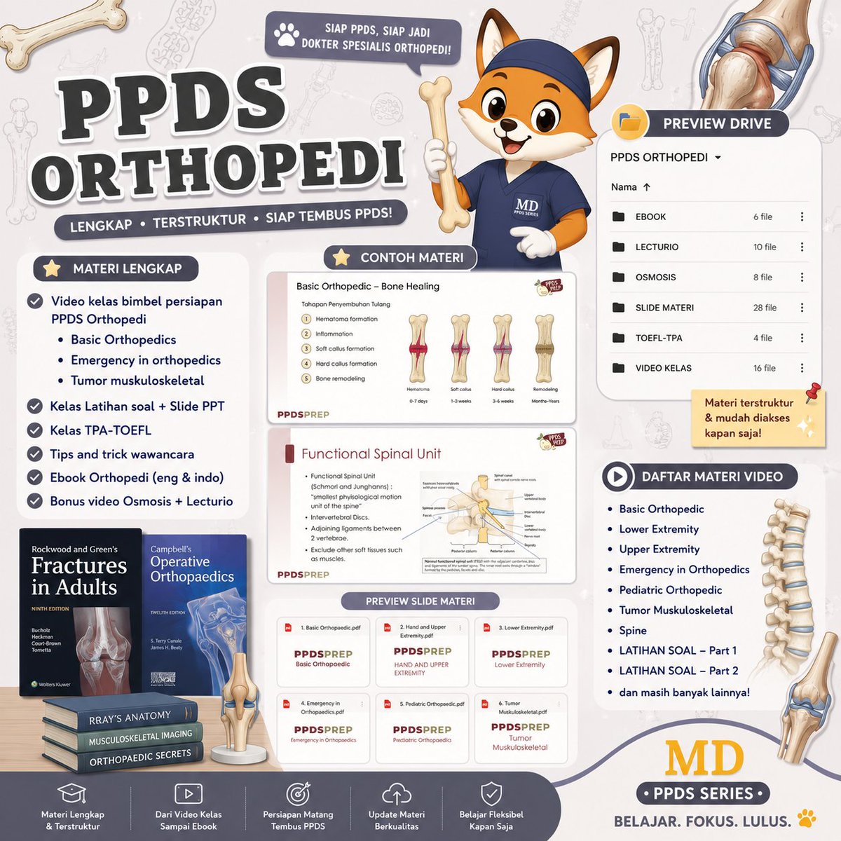 mediscus_cpr's tweet photo. [NEW!!] Materi PPDS Orthopedi - PPDS Series, only 289rb   
include:  
- Video Materi + Latihan soal 
- PDF materi + soal dan pembahasan 
- Ebook urologi, video Lecturio + Osmosis 
Akses Lifetime, cukup sekali beli
https://t.co/LwRYynqw4B 
#ppds #fk #kedokteran #ortho https://t.co/qE3VoOLu94