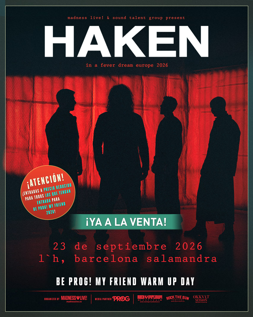 MadnessLive's tweet photo. 🔥 YA A LA VENTA LAS ENTRADAS PARA BE PROG! WARM UP DAY CON HAKEN EN BARCELONA 🔥 

La aclamada banda británica de metal progresivo @Haken_Official  actuará en Barcelona el próximo 23 de septiembre de 2026 en un concierto muy especial que servirá como antesala perfecta para el festival @BeProgFestival 2026, que se celebrará ese mismo fin de semana.

🎶 ¿Tienes entrada para Be Prog My Friend 2026? Los poseedores de entrada de día o abono podrán acceder a una promoción exclusiva para adquirir su entrada para HAKEN en Barcelona.

Para obtener el descuento:

1. Accede a tu área privada de https://t.co/03N44gk1ot
2. Descarga tu entrada actualizada
3. Encontrarás en ella todas las instrucciones necesarias para aplicar la promoción
4. ¿No consigues actualizar tu entrada? No te preocupes, también os hemos enviado un correo electrónico con todas las instrucciones.

Si tenéis cualquier problema a la hora de obtener el descuento,  escribid a https://t.co/wCb4gWY5j3 o nuestras RRSS y nuestro equipo os ayudará.

🎟️ Entradas YA a la venta SOLO en https://t.co/EZ6WeZtYCn
