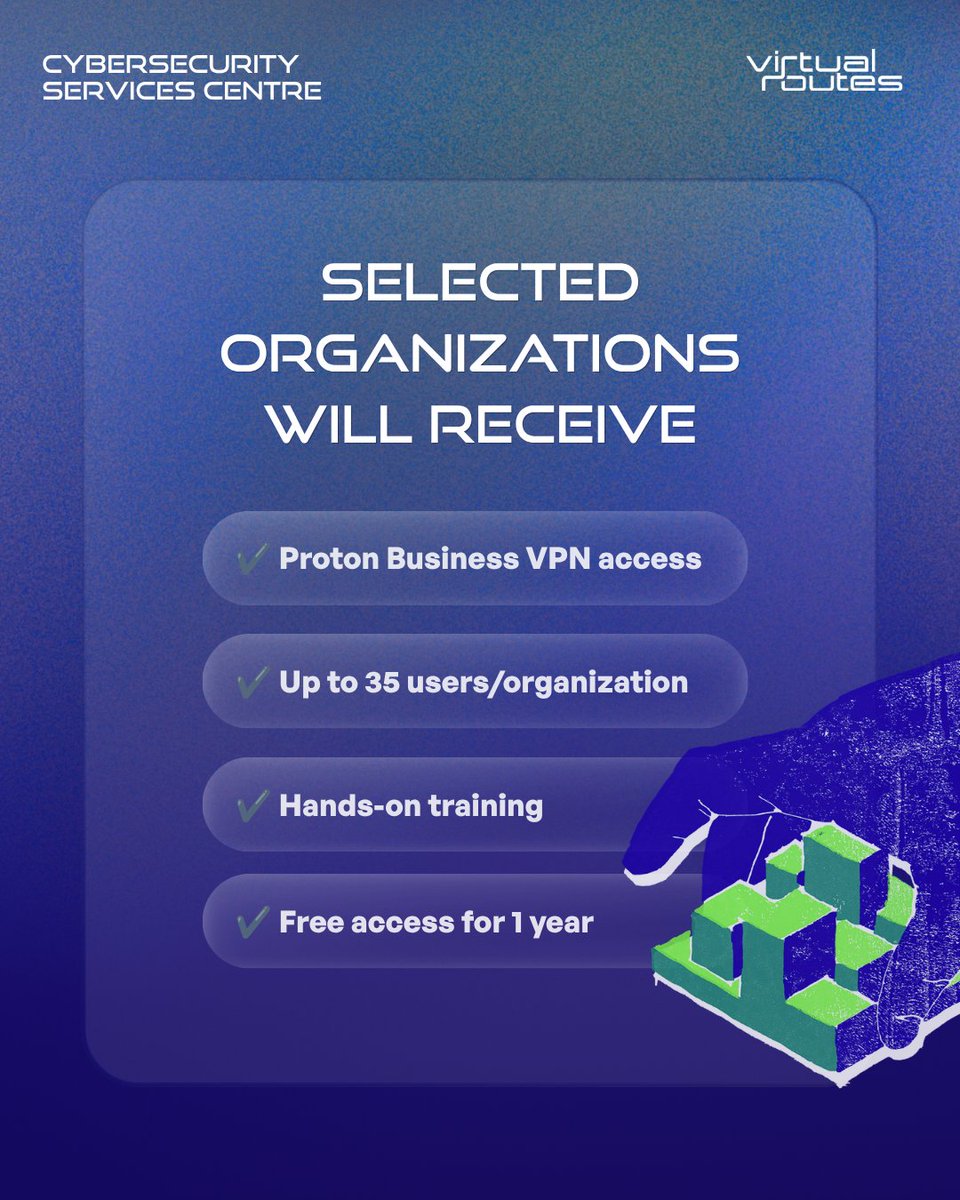 VirtualRoutes's tweet photo. 📢 #OpenCall: Free Business VPN Support for Organizations in #Ireland, #Italy, and #Spain
✅ 1-year support
✅ Hands-on training
✅ Open to #nonprofits, charities, &amp; other community-focused orgs.

Applications close on 𝟭𝟱 𝗝𝘂𝗻𝗲.
Apply: https://t.co/ExnVXgf00n

#CyberforGood https://t.co/SQtBtDmppN