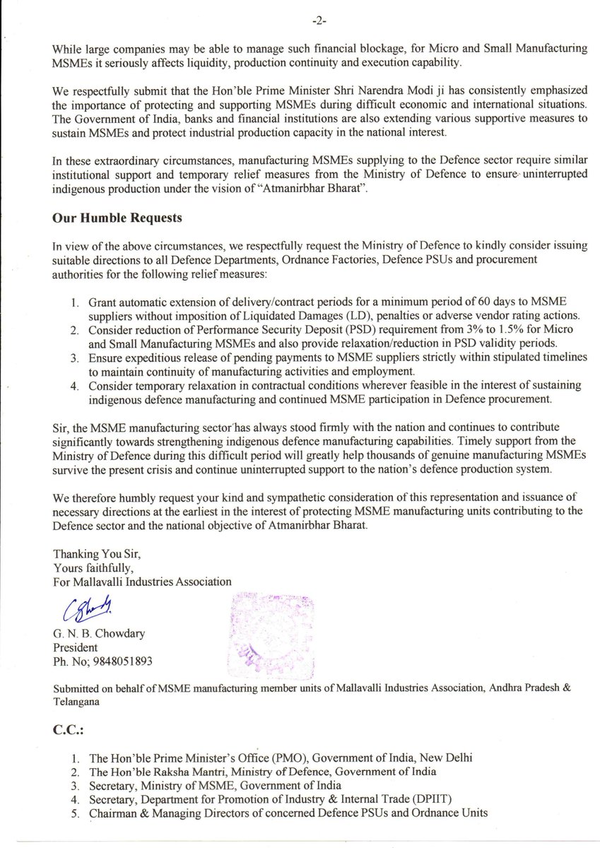 MIAMSME's tweet photo. @jitanrmanjhi @PMOIndia Hon'ble Shri @JitanRamManjhi Ji,
Greetings from Mallavalli Industries Association, representing MSMEs in AP &amp; Telangana. We recently submitted a representation on issues affecting MSME units. The letter is attached for your kind reference. We request your intervention &amp; support https://t.co/Wkrpt9WUJ4