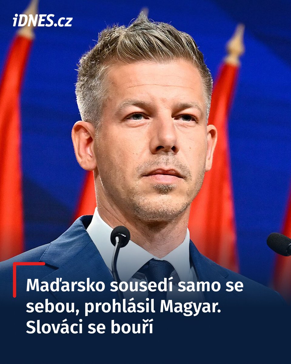 iDNEScz's tweet photo. Slovenský ministr zahraničí Juraj Blanár se ohradil proti vyjádření maďarského premiéra Pétera Magyara, který ve čtvrtek při příležitosti Dne národní jednoty řekl, že Maďarsko je asi jedinou zemí na světě, která sousedí sama se sebou. 

👉 https://t.co/1U4vWNp0pj https://t.co/Uc3VxWU66D