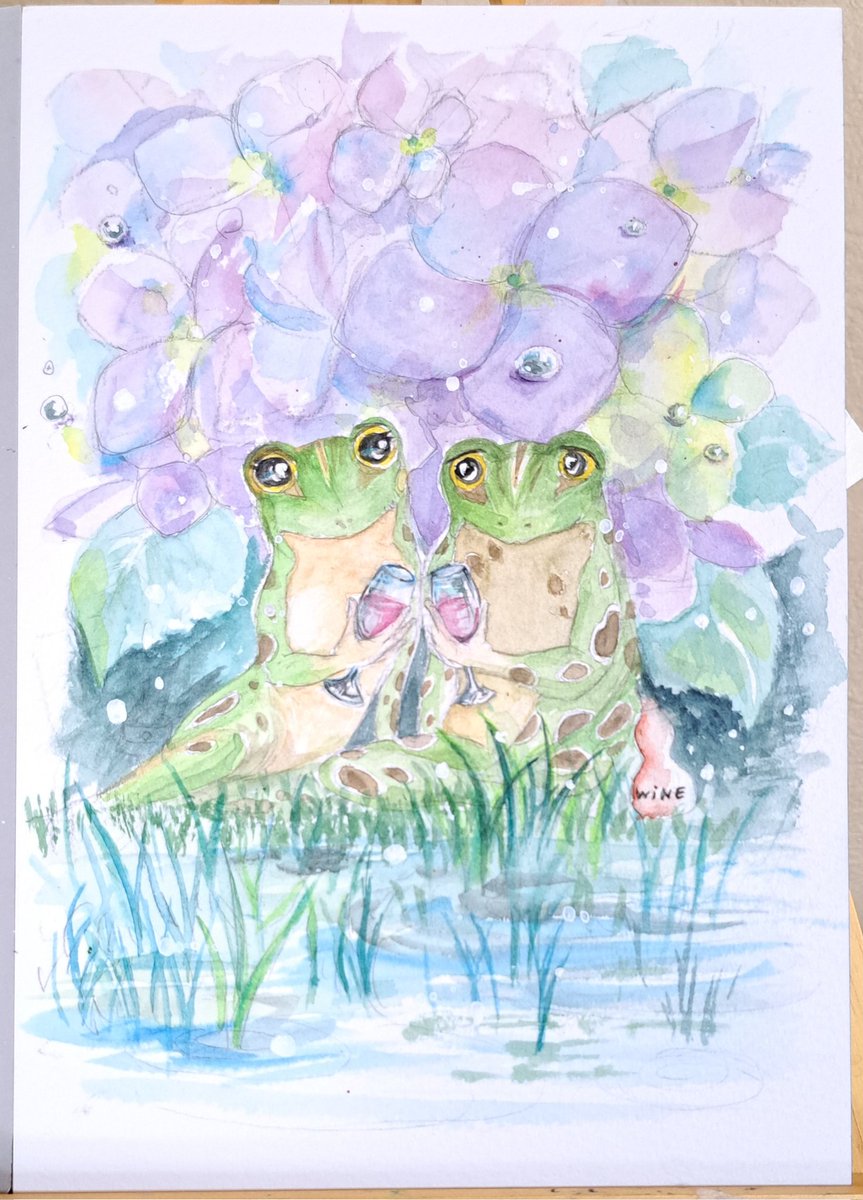itotonbow's tweet photo. 紫陽花の花の下で
キミと雨やどり🌈

もっと丁寧に描くつもりが〜
どしたらいいかわからなーーー https://t.co/rKK1eBLflb