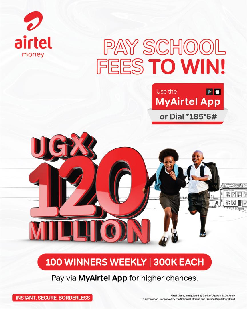 PamAtuheirek's tweet photo. This term could come with more than just a school fees receipt. 🎉

Pay school fees via the #MyAirtelApp or dial *185*6# and stand a chance to be among 100 weekly winners sharing UGX 120 million.

#PaySchoolFeesToWin https://t.co/uN94DyxLxu