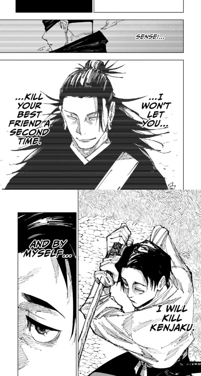 jegulusmoony's tweet photo. yuta saying he's not gonna let gojo kill his best friend twice oh my god he loves his sensei so much.... give him back his sensei he can't see without his sensei!!!!!!!! https://t.co/beLhgpXHIU