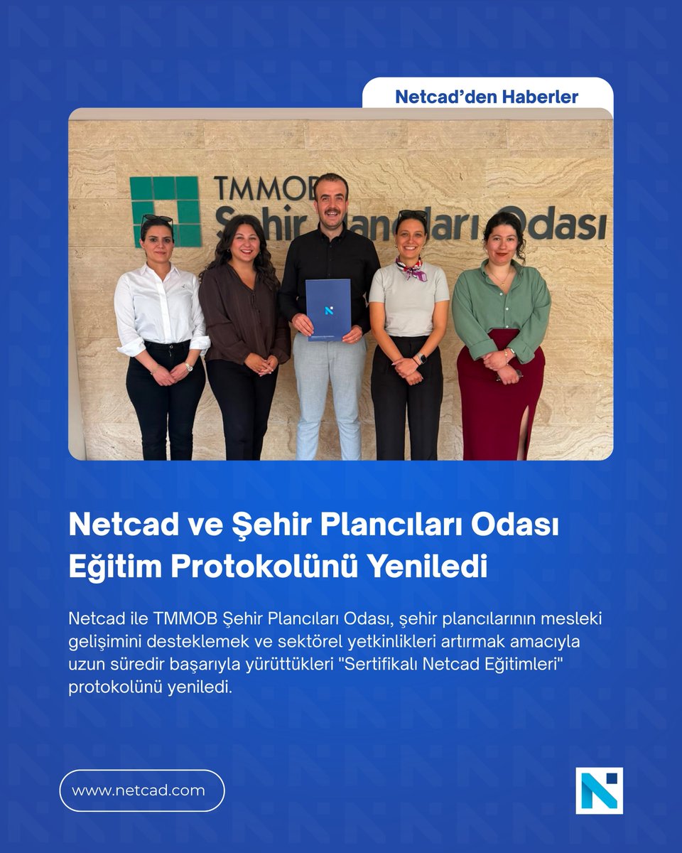 NetcadKampus's tweet photo. Netcad ve Şehir Plancıları Odası Eğitim Protokolünü Yeniledi

Netcad ile TMMOB Şehir Plancıları Odası, şehir plancılarının mesleki gelişimini desteklemek amacıyla uzun süredir başarıyla yürüttükleri "Sertifikalı Netcad Eğitimleri" protokolünü yeniledi.

🔗https://t.co/KYsQPf0V5n https://t.co/7aJCsaeyD7