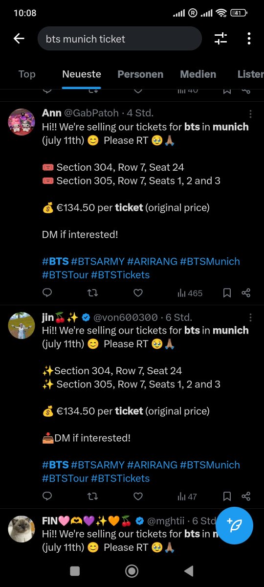 TaeyangJeonji's tweet photo. These people are scammers, as I have already purchased the original tickets from the friend group who posted them first yesterday! They are copying them.

BTS Munich tickets München #bts #BTS_ARİRANG https://t.co/Xdqr0YpTg7