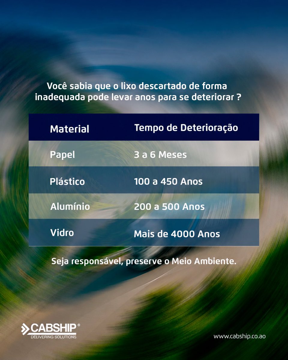 CABSHIP1's tweet photo. SEJA RESPONSÁVEL, CUIDE DO MEIO AMBIENTE!♻️ https://t.co/6aJEMjbPG2