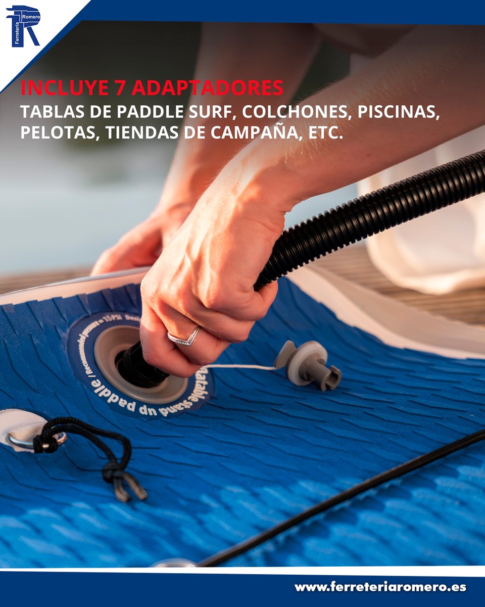 ferreromero_com's tweet photo. Con el compresor a batería SUPPERO 18/380 de Einhell podrás inflar y desinflar todo lo que necesitas de forma rápida, cómoda y sin cables 🔋
#FerreteríaRomero #Einhell #CompresorBatería #PaddleSurf #KiteSurf #Camping #Piscina #Playa #Verano #TiempoLibre #Ferretería https://t.co/mOa0Zgj0Up