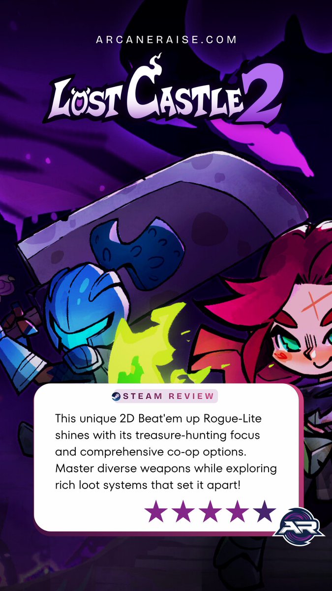 ArcaneRaise's tweet photo. Beat up monsters and collect treasures in this rogue-lite adventure! Master different weapons, enhance your character with items, and tackle challenging foes solo or with friends. Very compelling Indie title!

👉 Get it here:
https://t.co/1QaSrFlv9u

@LostCastle2Game @RishiAlwani @goldpactgoblins #LostCastle2