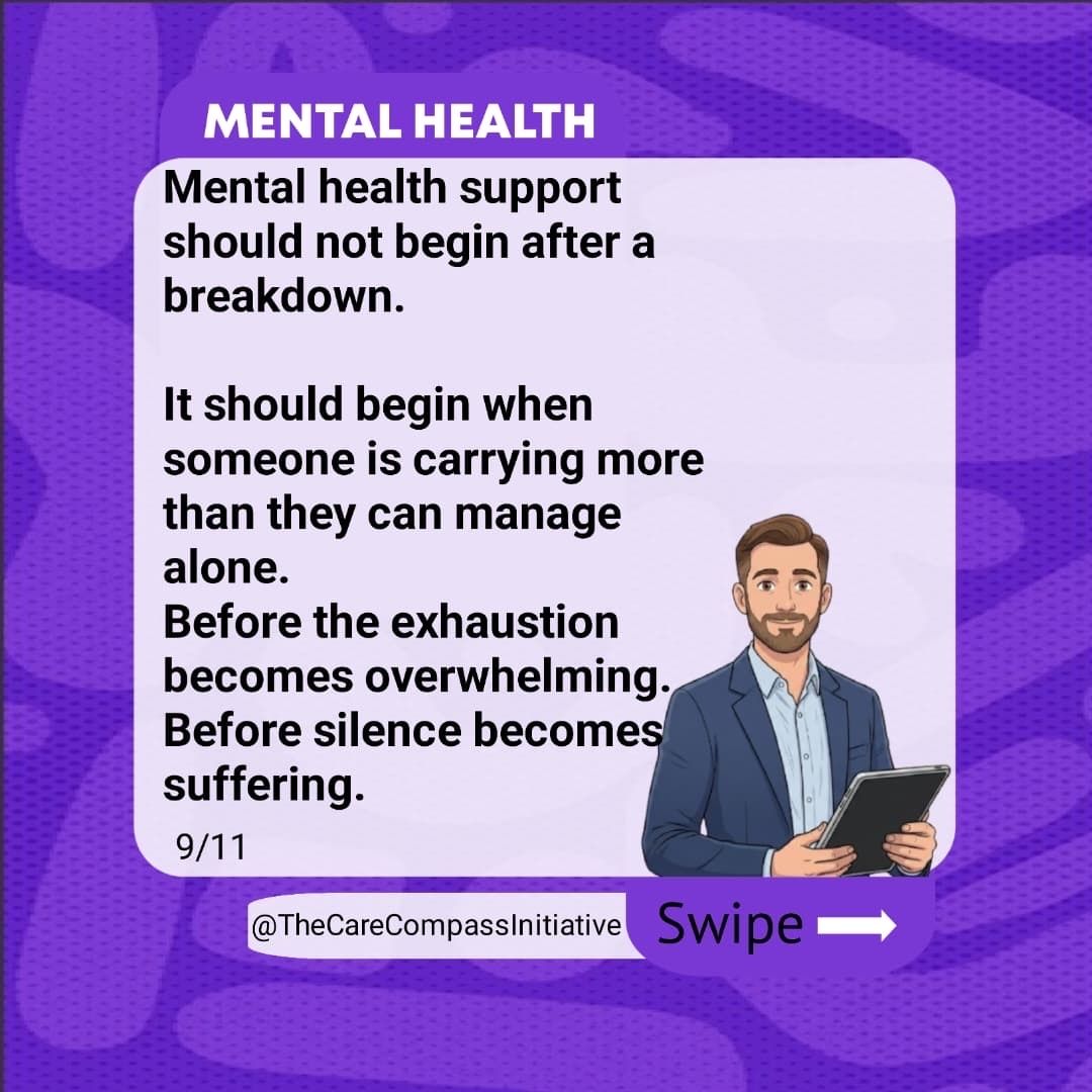 TheCareCompass_'s tweet photo. The world notices when a man stops producing, but rarely notices when he’s struggling.”

Let’s normalize checking in, listening without judgment, and reminding men that seeking help is strength not weakness.

#MensMentalHealth #BreakTheStigma #TCCI https://t.co/P8H0QvvU5Z