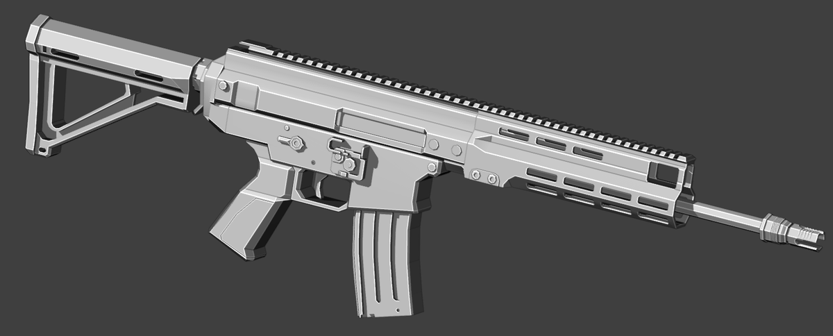 Barcode_Minbo's tweet photo. Blender – Day 107

ARKA WIP

I suddenly got the urge to make this rifle in low poly, so that's what I'm working on right now. Once it's finished, I'm seriously, genuinely going to give character modeling a real try.

#Blender https://t.co/xrIXZyTdcb