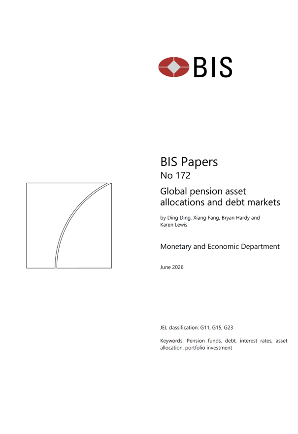 int_mon_econ's tweet photo. Food for thought!

"Global pension asset allocations and debt markets" by Ding Ding, Xiang Fang, Bryan Hardy, and Karen Lewis.

"The pensions sector is an important investor group in global financial markets and a key holder of government and corporate debt. This paper examines the evolution of pension fund asset allocations around the globe and documents important structural changes. Over time, pension investors have shifted from fixed income securities to mutual fund shares. In the meantime, they have also reallocated from traditional investments into alternative investments. Evidence from US pensions suggests that the decline in the fixed income share is due to both private and public debt. We hypothesise that a global decline in interest rates is one potential driver of this change. Using a global sample, we document that declining local currency government bond yields are associated with lower bond shares in pension portfolios and higher shares of mutual fund and foreign assets. We discuss the potential implications of these trends for borrowing costs."

https://t.co/UUnoKdra20