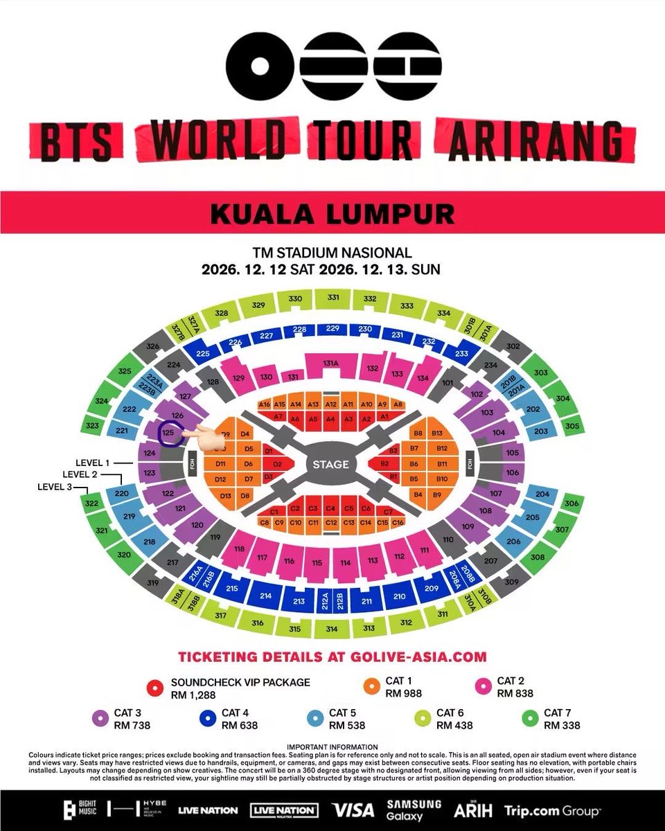 chocomilk613's tweet photo. WTS TICKET BTS ARIRANG IN KUALA LUMPUR

📍CAT 3 SECTION 125 ×1
📆 SUN 13 DEC (DAY 2)
Only 1 tix

💰 RM738 (excl. tax + ts fee)
RTS: bought a better seat in the same zone, we can enter the gate together

Full payment only 

 #BTSinKL https://t.co/6IKugWnGiL
