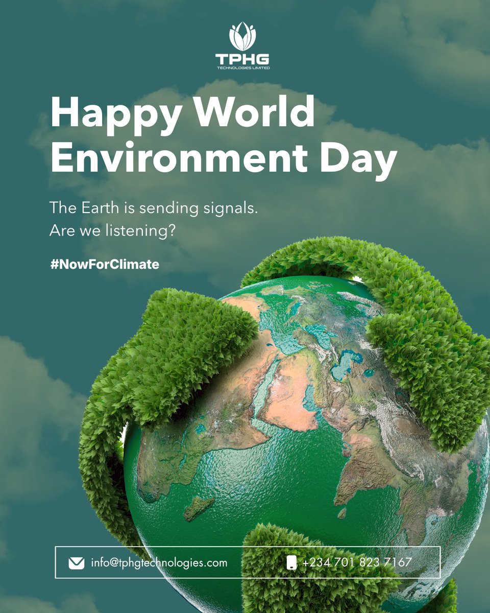 TPHG_Tech's tweet photo. Happy World Environment Day🌍

The Earth is speaking through rising temperatures, extreme weather events, changing ecosystems, and environmental degradation.

The question is: are we listening?

#worldenvironmentday #nowforclimate #climateaction #environment #tphgtechnologies https://t.co/N3io5xC0de