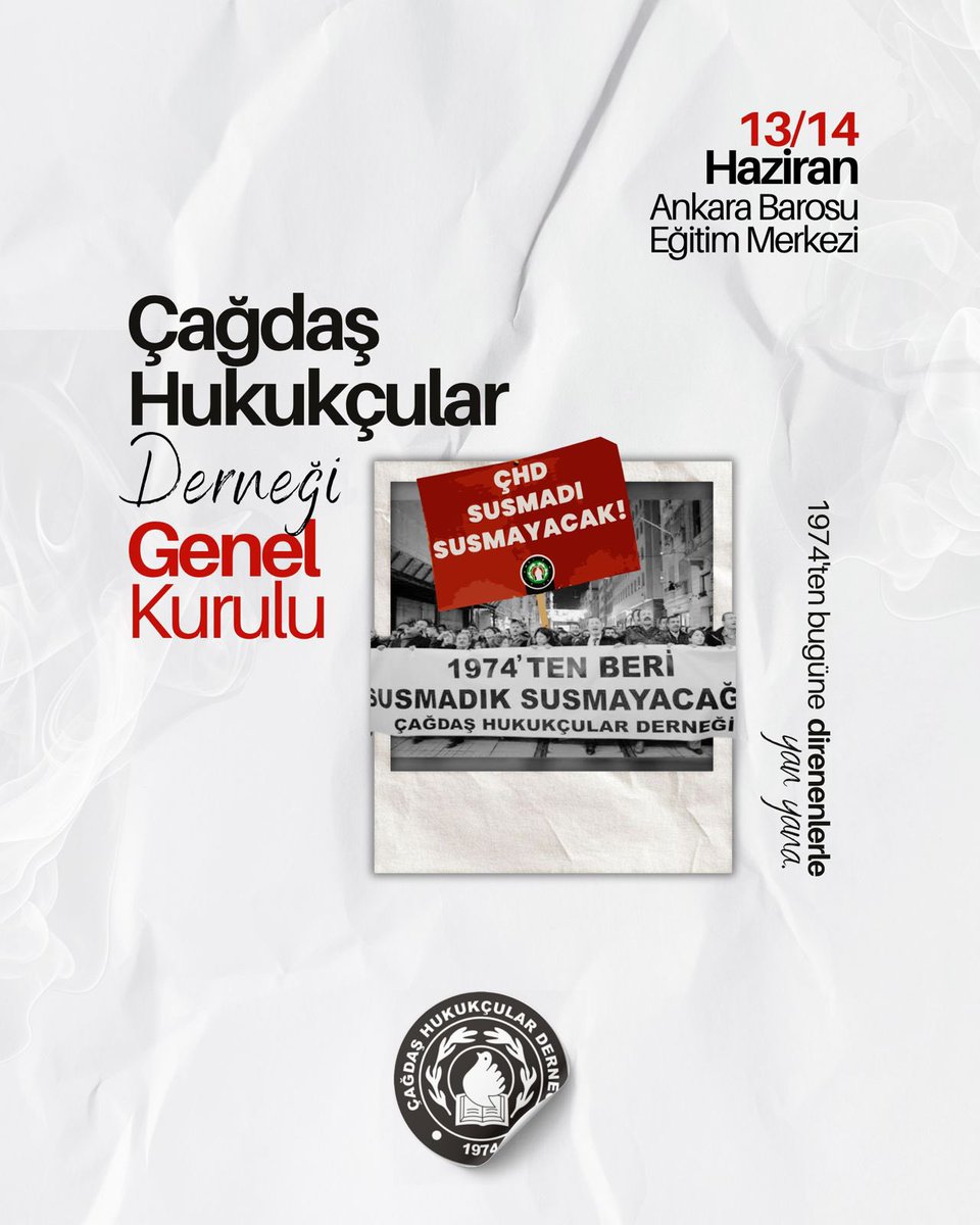 chdgenelm's tweet photo. 13-14 Haziran’da Ankara’da gerçekleştireceğimiz Olağan Genel Kurulumuzun ilk gününde Emperyalist Saldırganlık ve Faşizm Döneminde Mücadele konferansımız için bir araya geliyoruz. 

Tüm üye ve meslektaşlarımızı ve dostlarımızı bekleriz. https://t.co/0Lcsp5TVBQ
