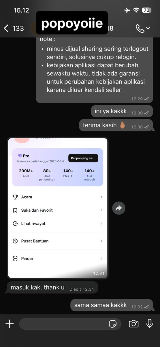 popoyoiiie's tweet photo. sebagian testi order app prem popoyoiiestore😍💗

YG MAU ORDER, SUNG WA AJA YAH BY😍💗 https://t.co/N4RGcbAs1k