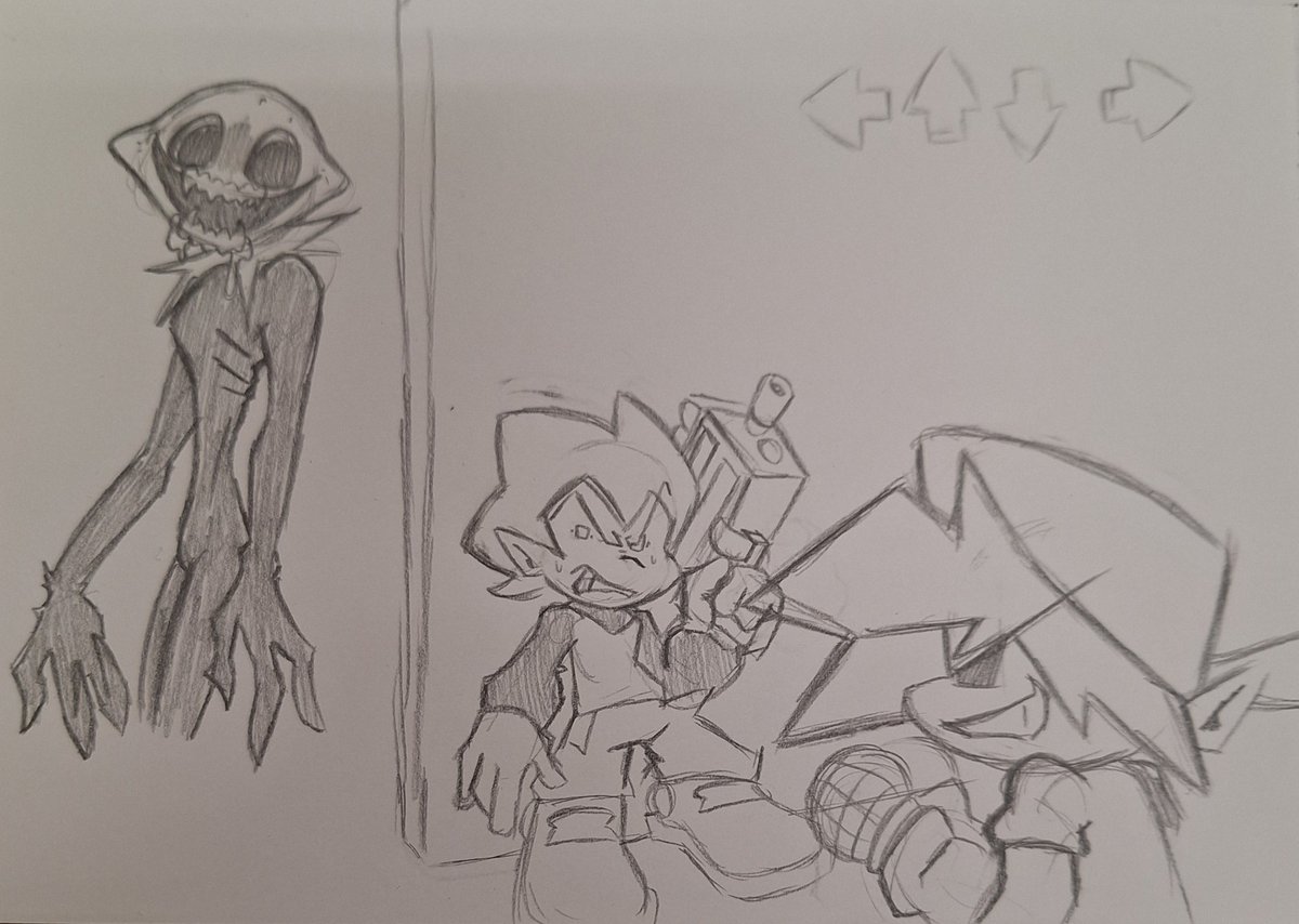 SystemLegacy_'s tweet photo. Funny one shot idea I had in mind with bf and pico getting hunted by monster https://t.co/P8s2HnWMI4