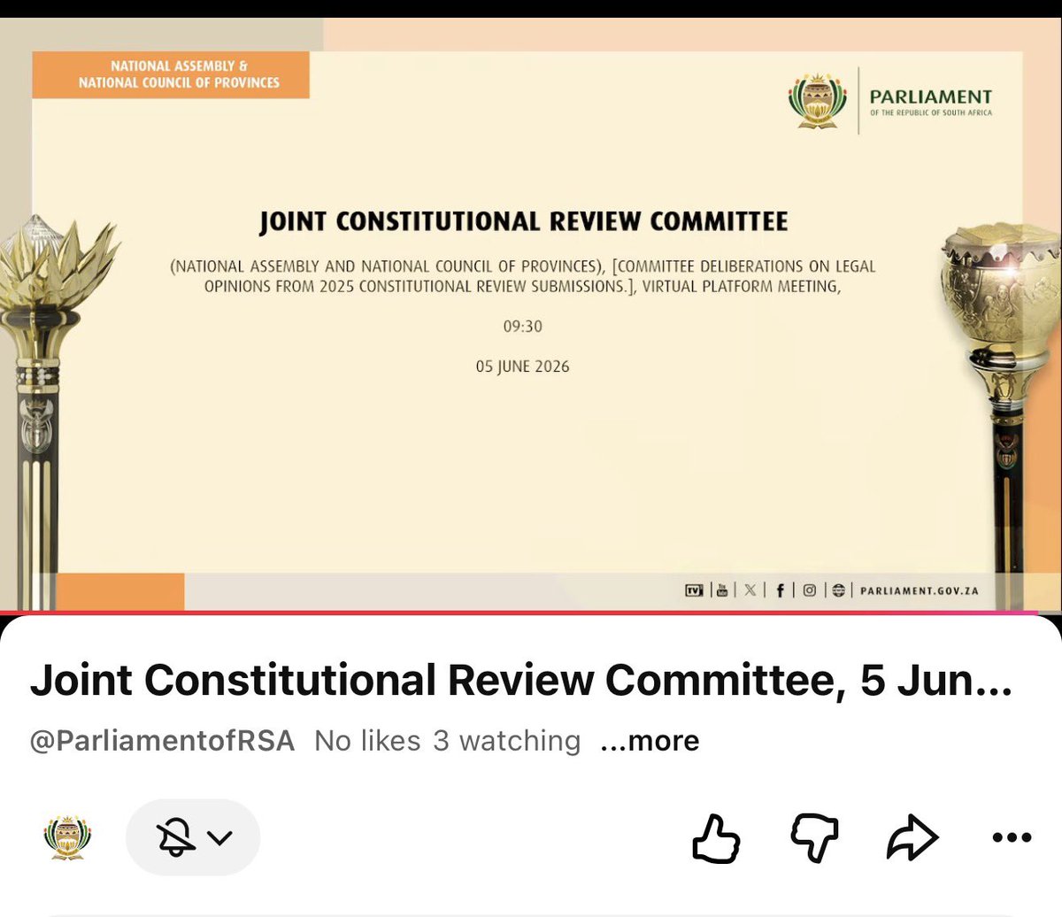 Princymthombeni's tweet photo. Hi guys

I’ve just been informed that members of the public are not permitted to join via Zoom.

You can follow the session live on YouTube using the link below:

https://t.co/gl4LZaDUid https://t.co/ssWHkYePKE