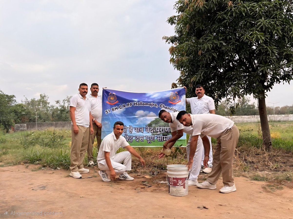 51Crpf's tweet photo. 51 Bn CRPF, under the guidance of Commandant Shri Vikram Singh, conducted a plantation drive to promote sustainable environment, aligning with the theme "Inspired by Nature: For Climate, For Our Future." 🌳🌍 #WorldEnvironmentDay #CRPF #MissionLiFE #GoGreen #Chandigarh https://t.co/xhR0JRKf7h
