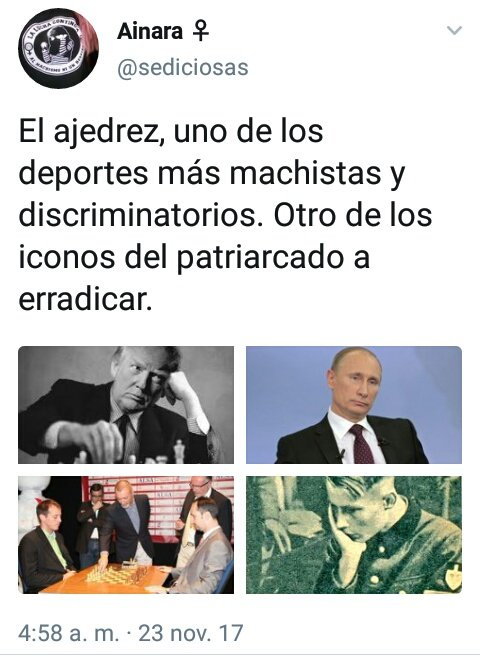 UnamunoAgain's tweet photo. “El ajedrez es un juego machista” https://t.co/kAprZOfMLU