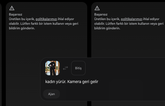 DefoluBey's tweet photo. Anlıyorum ki artık, promptta yazan şey değil politika ihlali! Çünkü promptu kırpa kırpa kuşa döndürdüm. Omni, hâlâ ihlal diyor! Hayır anlayamadığım şey Veo3 te ihlal olmuyor aynı görüntü. Eee ben ne anladım Omni'den? https://t.co/Aa1Ef2oMCR