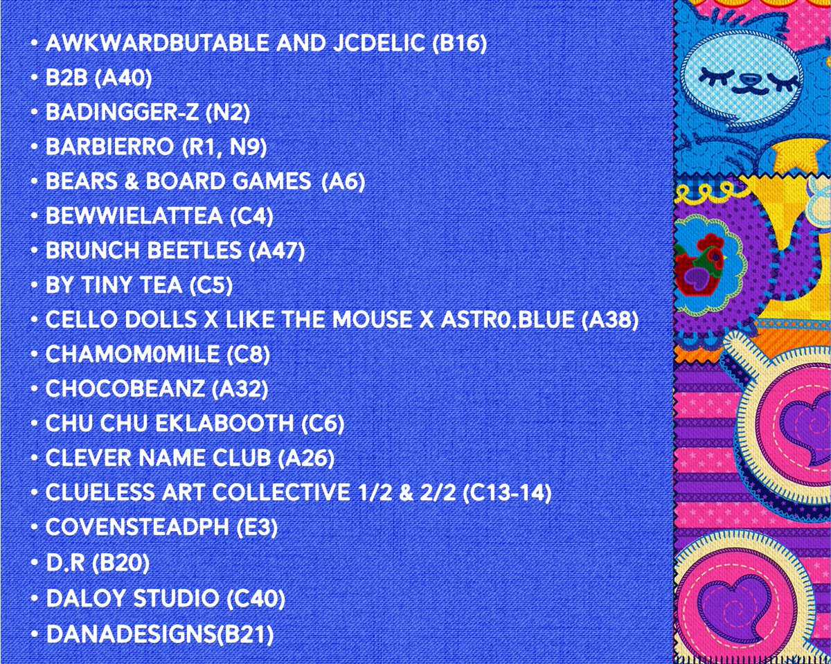 KomiketPH's tweet photo. Exhibitors List 1/🧶 https://t.co/GPokqcEl1X