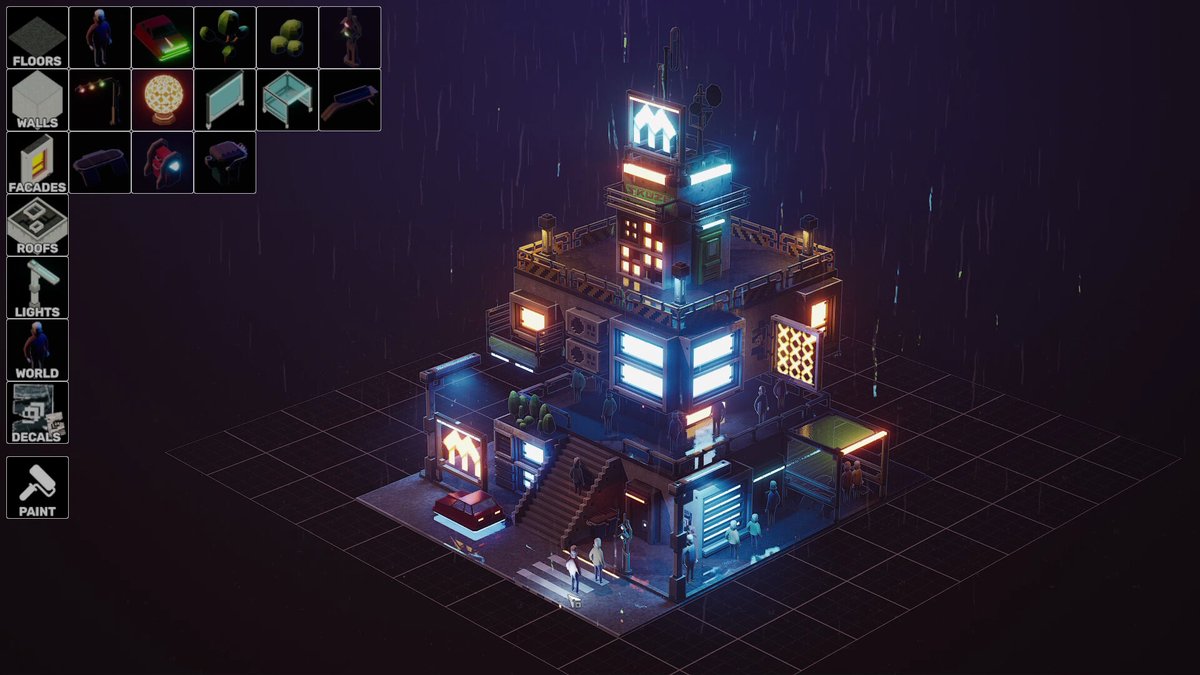 hvgames's tweet photo. It's that time again, #PitchYaGame is upon us!

It would mean the world to us if you'd go wishlist our cyberpunk diorama builder on Steam.

Create cozy rain-soaked backstreets, glowing apartment blocks, or quiet neighbourhood corners in Midnight Moments 👇 links below👇 https://t.co/kXuiokqmYw