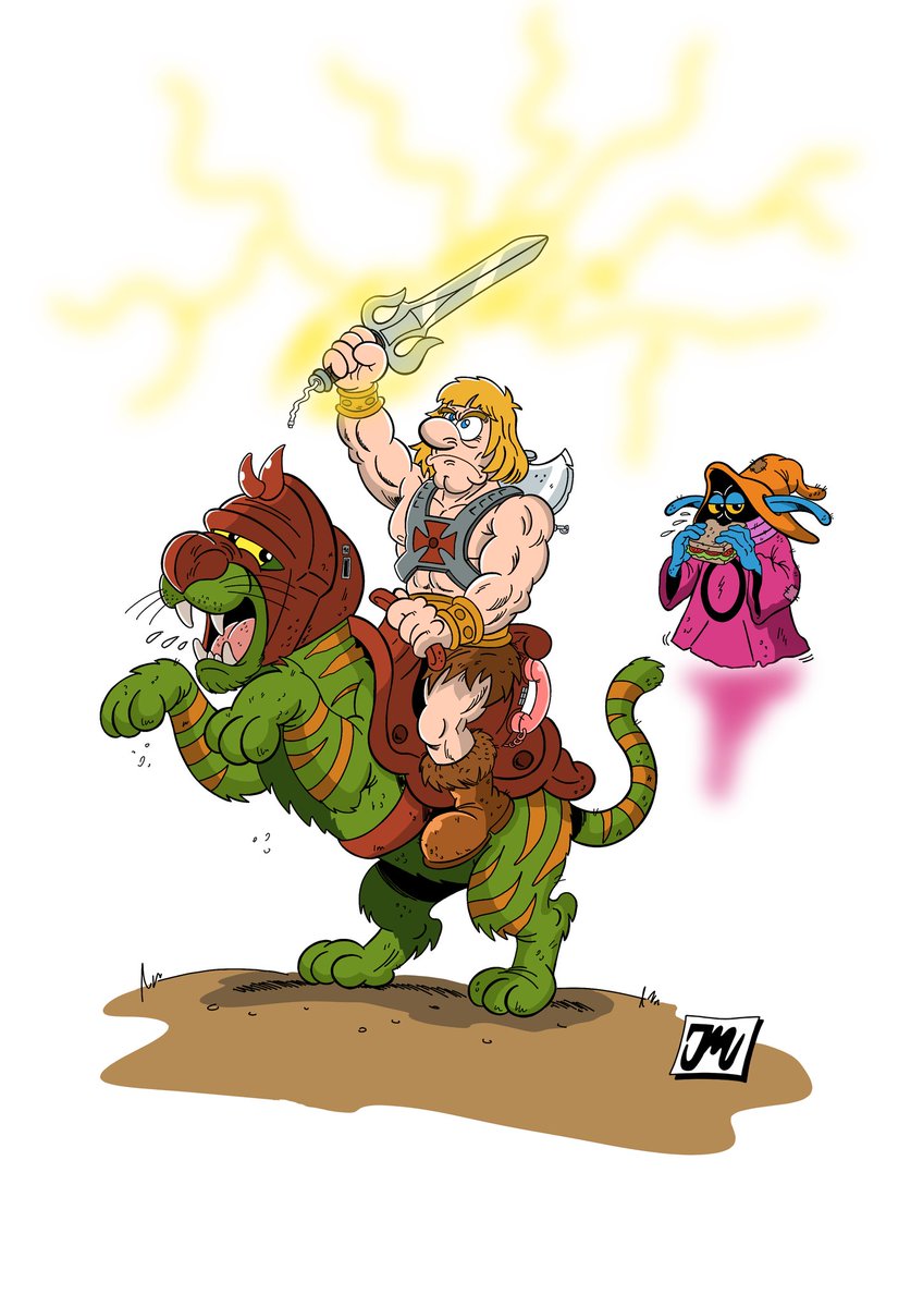 JMstudios1981's tweet photo. Hoy tengo el podeeeeer dia de estreno y como no con dibujillo je je je #MasterOftheUniverse #HemanYlosMasterdelUniverso  #イラスト #Heman #comic #draw #drawings #artist #art #logo #logodesigner #cartoon #cartoonart #comicbook #comic https://t.co/MBvjuA281t