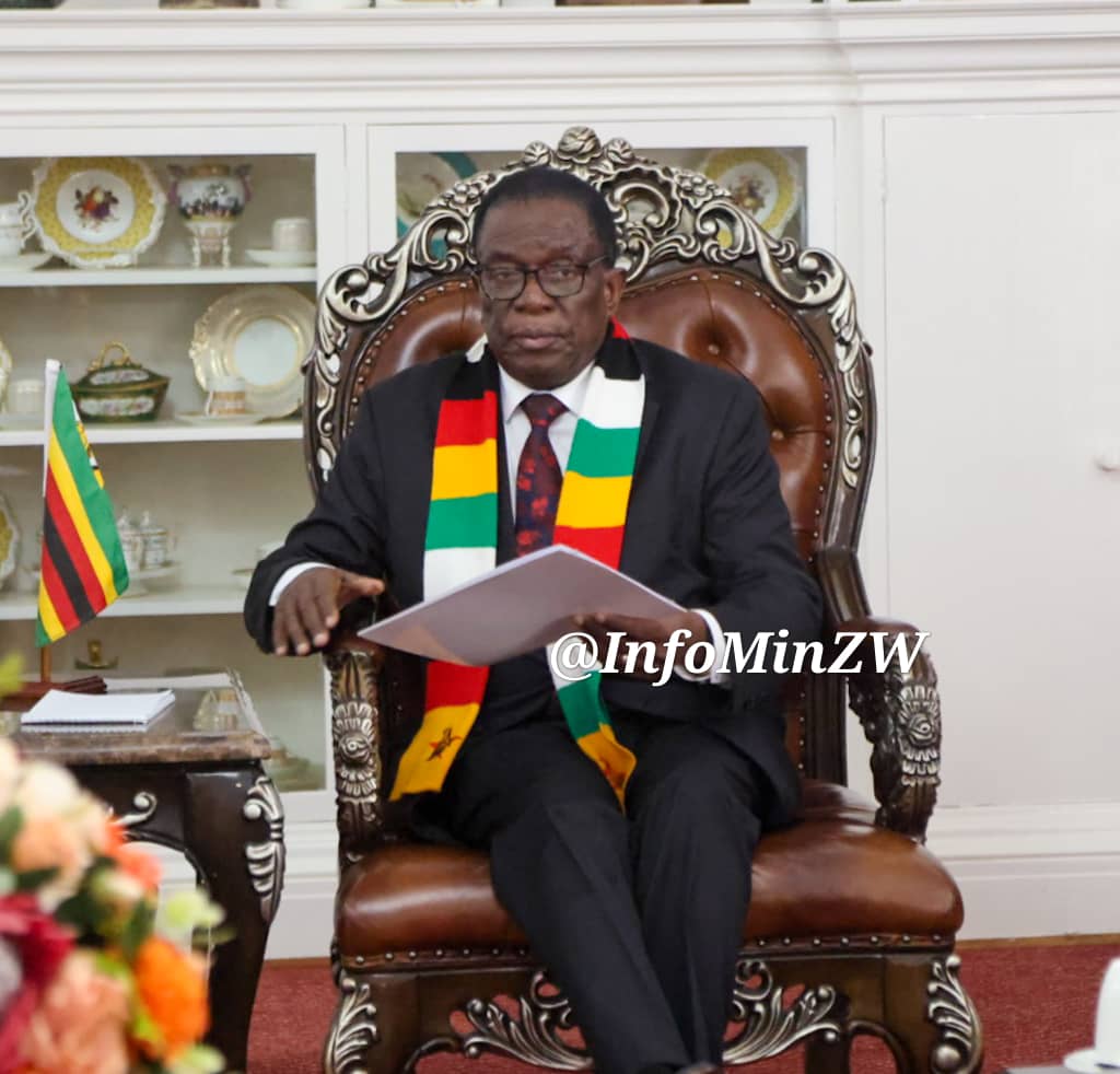 InfoMinZW's tweet photo. Swiss Ambassador Stéphane Rey this morning paid a farewell courtesy call on His Excellency President @edmnangagwa at State House in Harare, marking the end of his four-year tenure. The meeting underscored the cordial relations fostered between Switzerland and Zimbabwe.
#Engagement