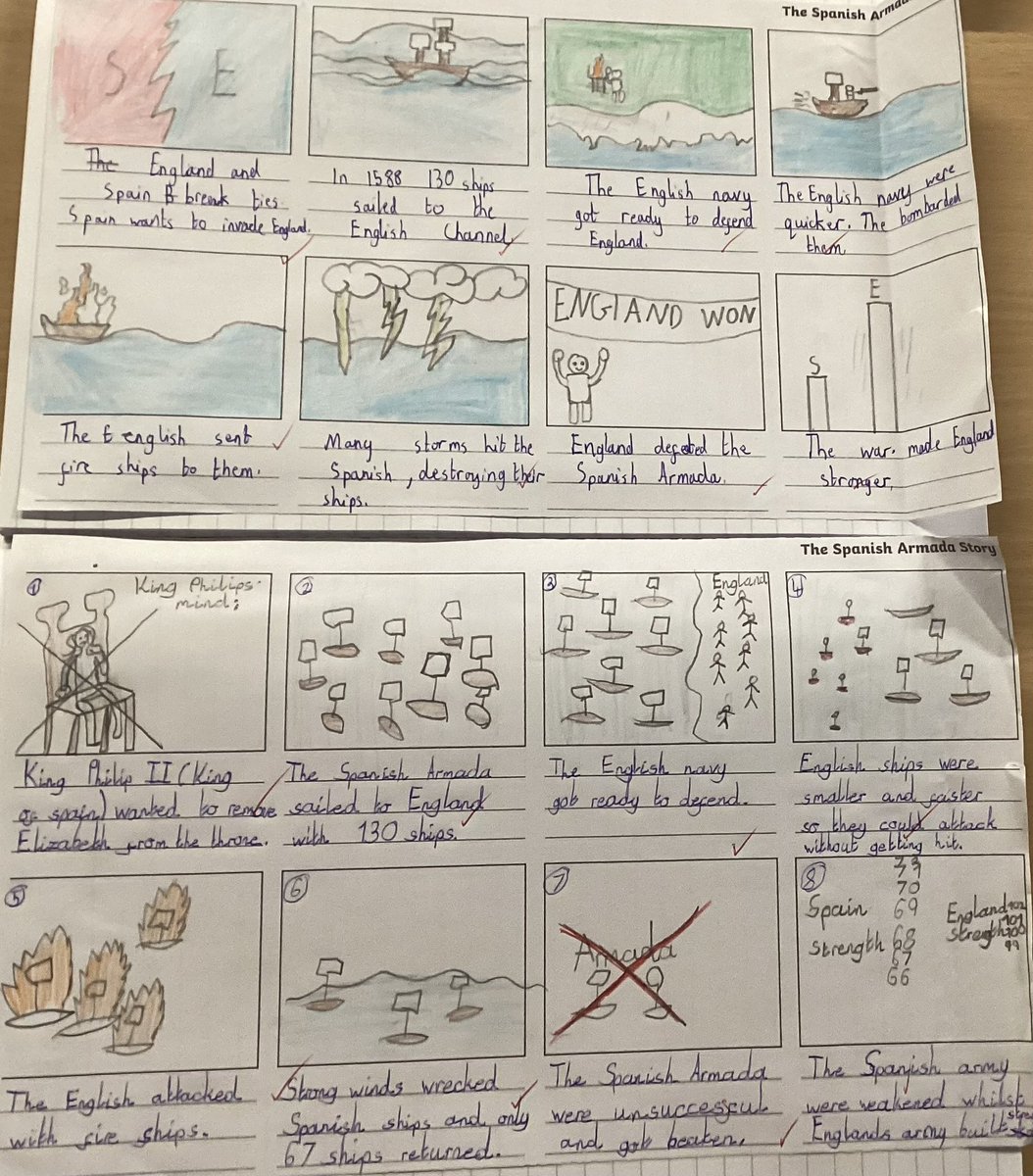 PennyhillSchool's tweet photo. Year 5 have been learning about The Tudors during their history lessons. This week, they have found out about the Spanish Armada and made storyboards to convey the events. https://t.co/6DmOTMrsnr