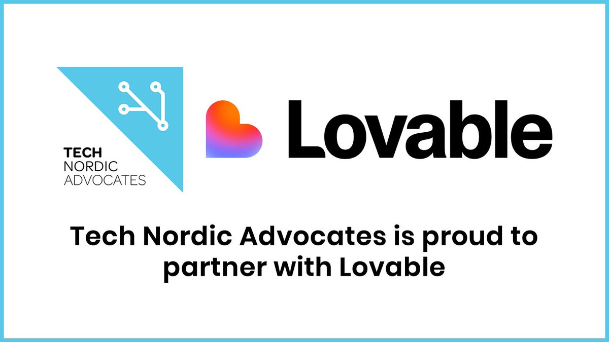 TechNordicAdv's tweet photo. 🚀 Exciting announcement – we're now a @Lovable Founding Partner! Eligible startups can get exclusive benefits from this platform that enables founders to build apps and websites by chatting with AI. We can't wait to see what you create! #Startups #Founders #TechStartups #AI https://t.co/mURGPAxWUA