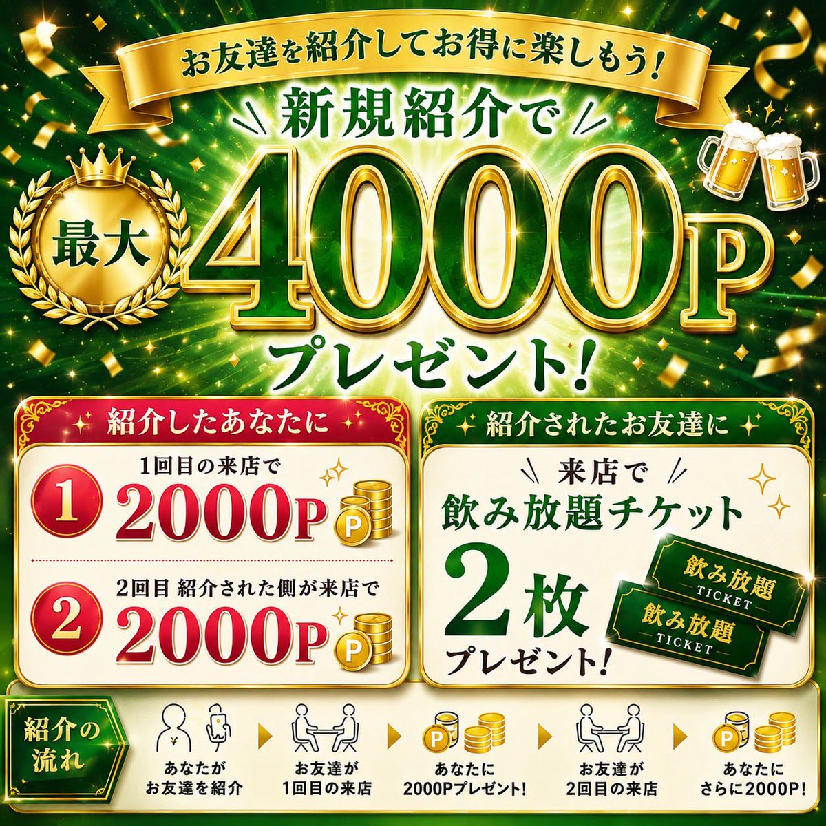 union_omiya's tweet photo. UNIONアミューズリング
新規紹介キャンペーン開催✨️

🎁特典🎁
【紹介者特典】
最大4000ポイントプレゼント🎁
※紹介当日→2000ポイント
お友達が２回目のご来店→2000ポイント

【紹介されたご新規様】
飲み放題チケット2枚プレゼント🎟
(※アルコールも🉑)

初心者講習も可能です✨️

たくさんお友達を紹介して一緒に
UNIONでポーカー楽しみましょう🎶