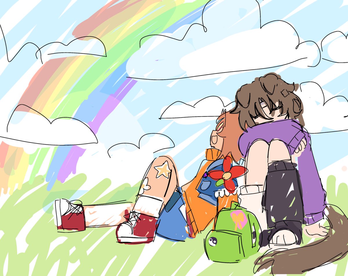 cloudycloudye's tweet photo. my lovely scaredy cat duo🌈🌈 https://t.co/5e0CbCvEyW