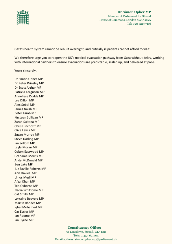 labourlewis's tweet photo. I have signed a letter to the Government, alongside over 100 MPs, calling for the UK to urgently reopen and scale up medical evacuations for critically ill children in Gaza. 

We cannot ignore the scale of suffering. The war has devastated Gaza's health system and thousands of children are trapped without access to life-saving treatment.

The UK has a moral duty to act.
