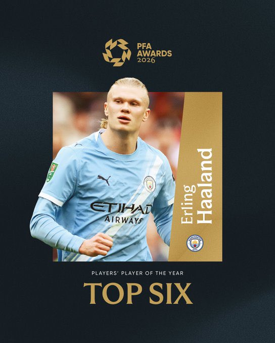 ManCityTH's tweet photo. ✨ เออร์ลิง ฮาลันด์ และ รายาน แชร์กี ได้รับการเสนอชื่อเข้าชิงรางวัลนักเตะยอดเยี่ยมแห่งปี PFA 🩵

เหมาะสมอย่างยิ่ง! 👏 https://t.co/sTviKucLks